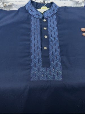 Navy Blue Panjabi with Signature Sequin Work