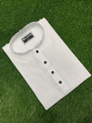 Pure Cotton Stripe Panjabi – White Edition